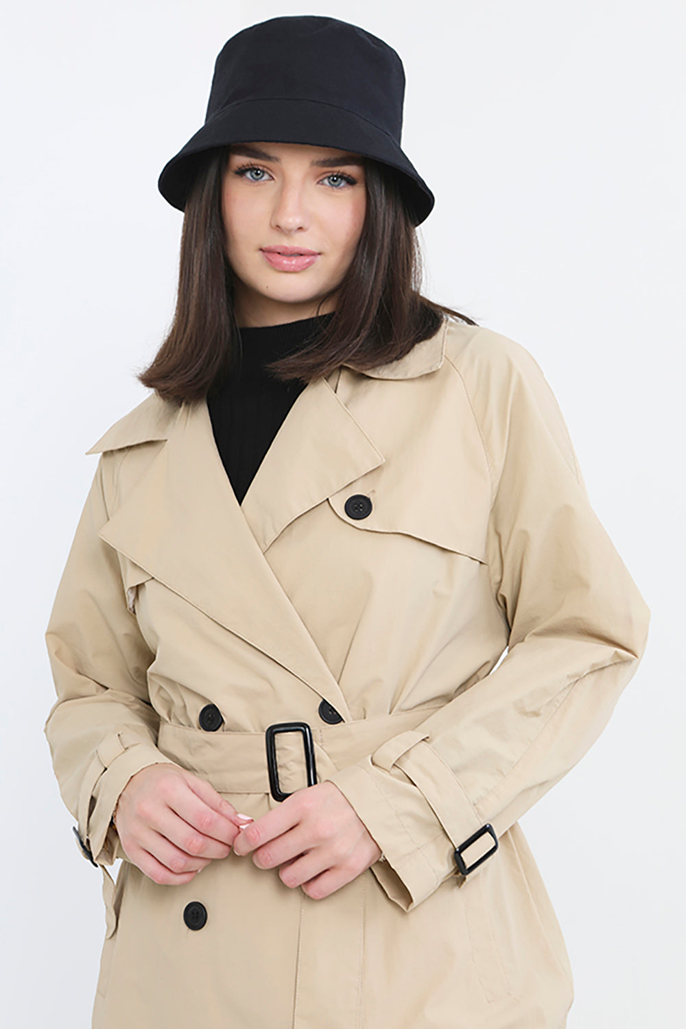 Brave Soul Light Tan Belted Longline Trench Coat - Light Tan Image 3