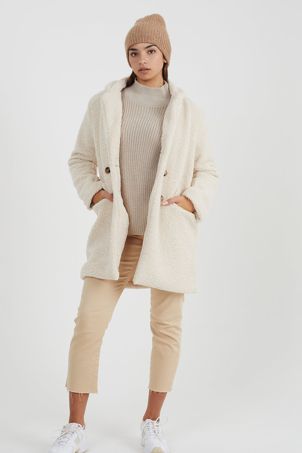 Brave Soul Stone Turtle Neck Oversized Jumper - Stone Image 3