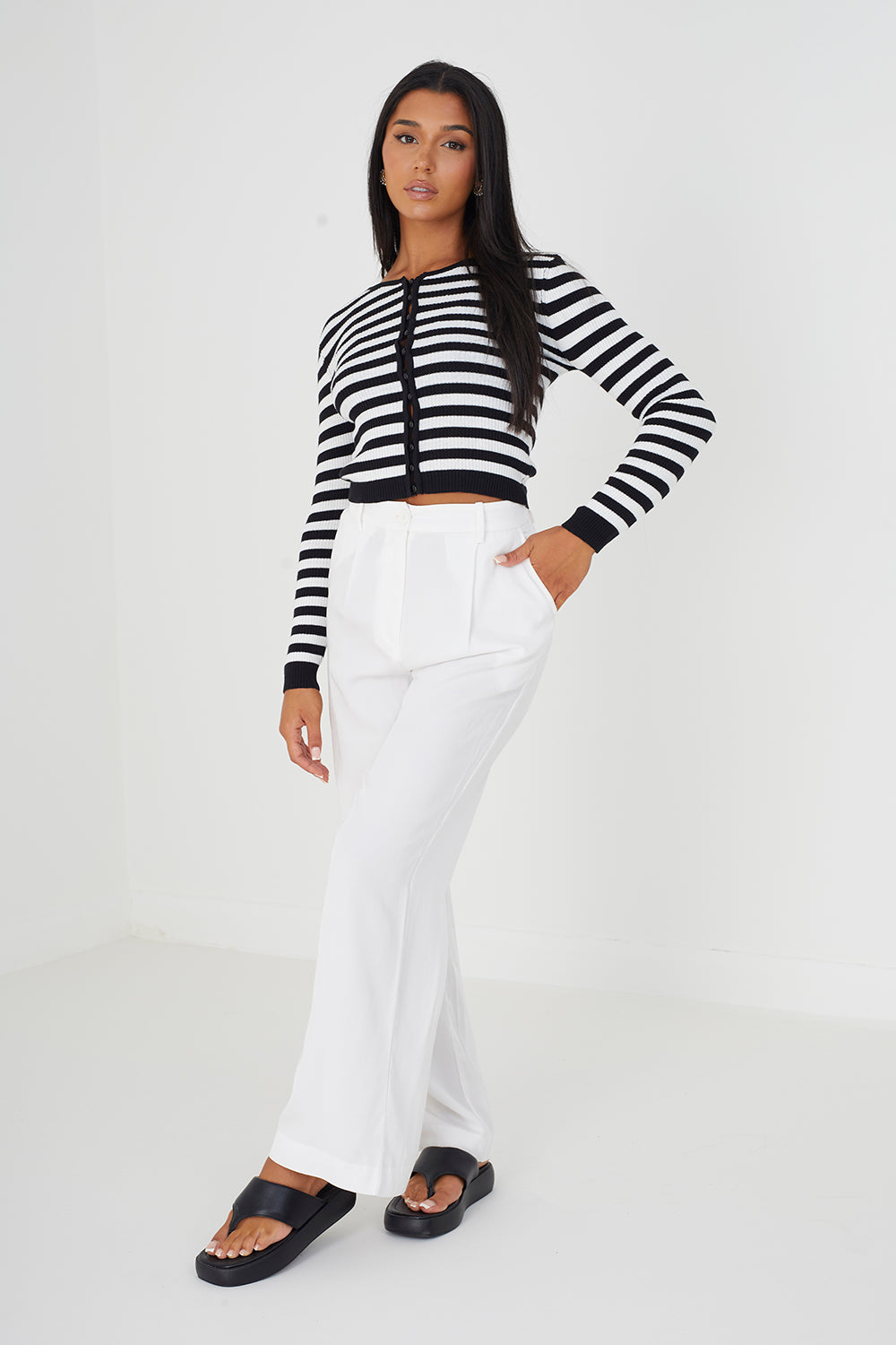 Brave Soul Ivory Ribbed Knitted Cardigan - Ivory Image 3