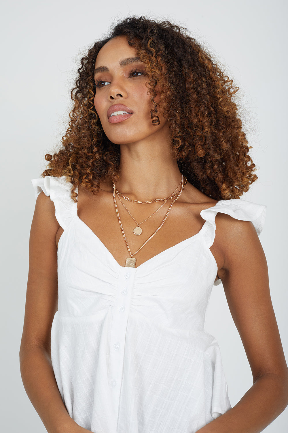Brave Soul White V-Neck Hankerchief Hem Top - White Image 4
