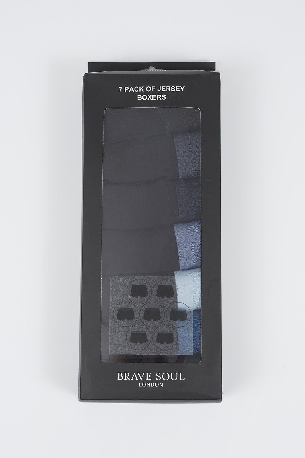 Brave Soul Black Pack of 7 Boxers with Embroidery Detail - Black Image 5