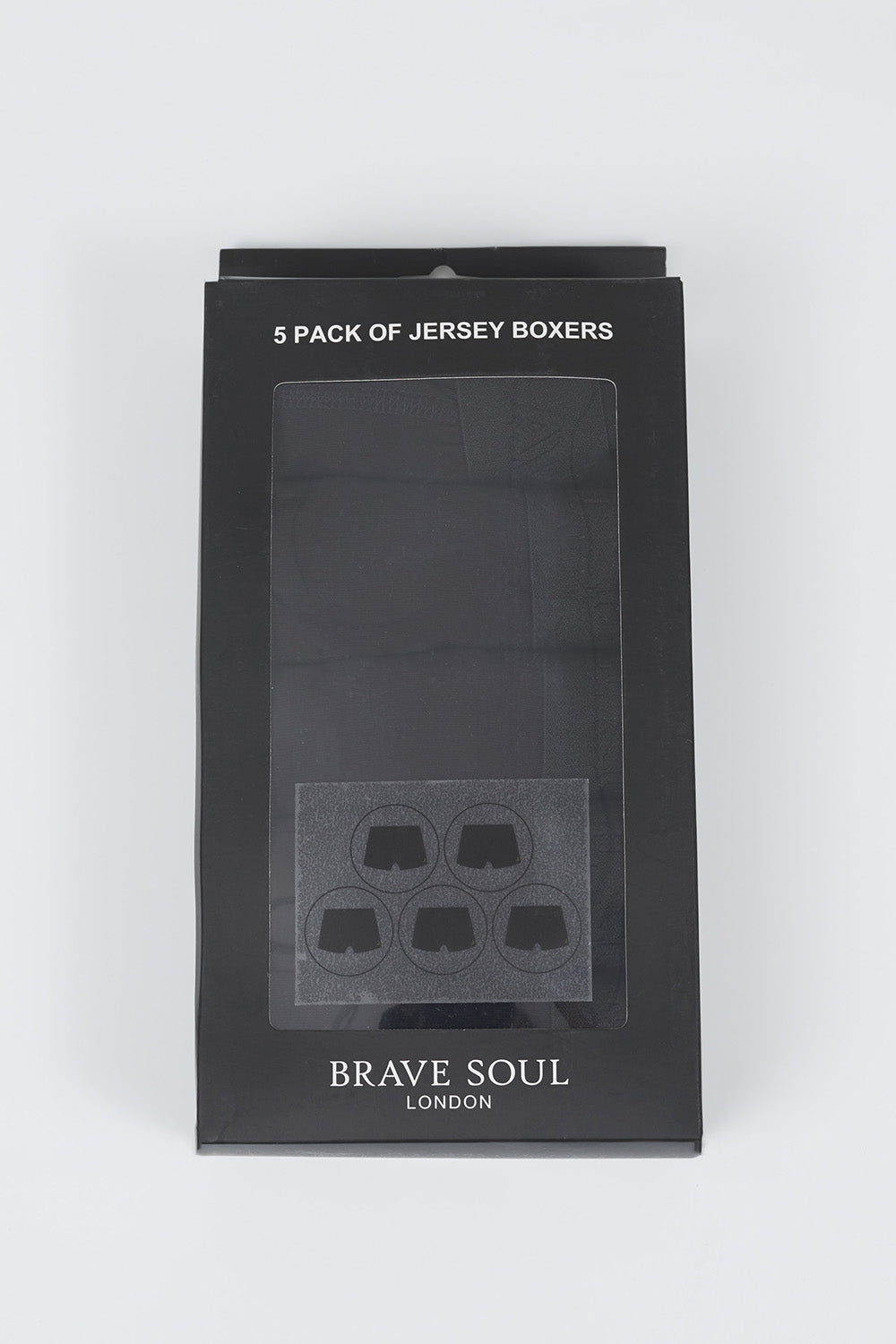 Brave Soul Black Pack of 5 Boxers with Embroidery Detail - Black Image 5