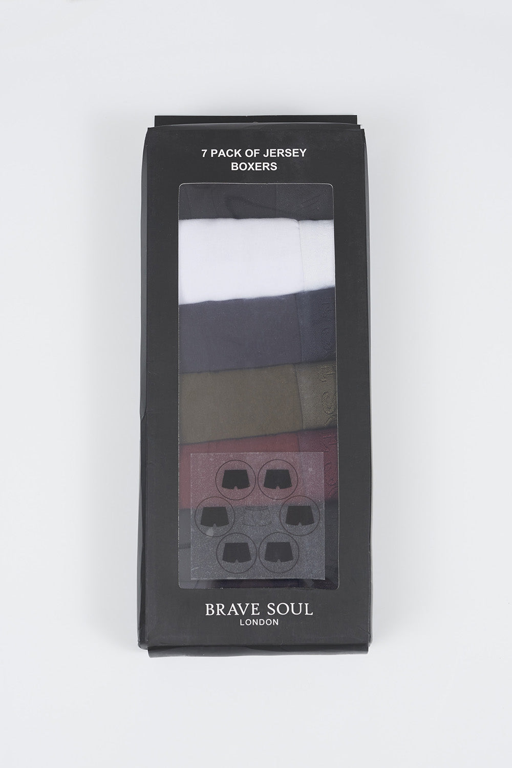 Brave Soul Black Pack of 7 Boxers with Embroidery Detail - Black Image 5