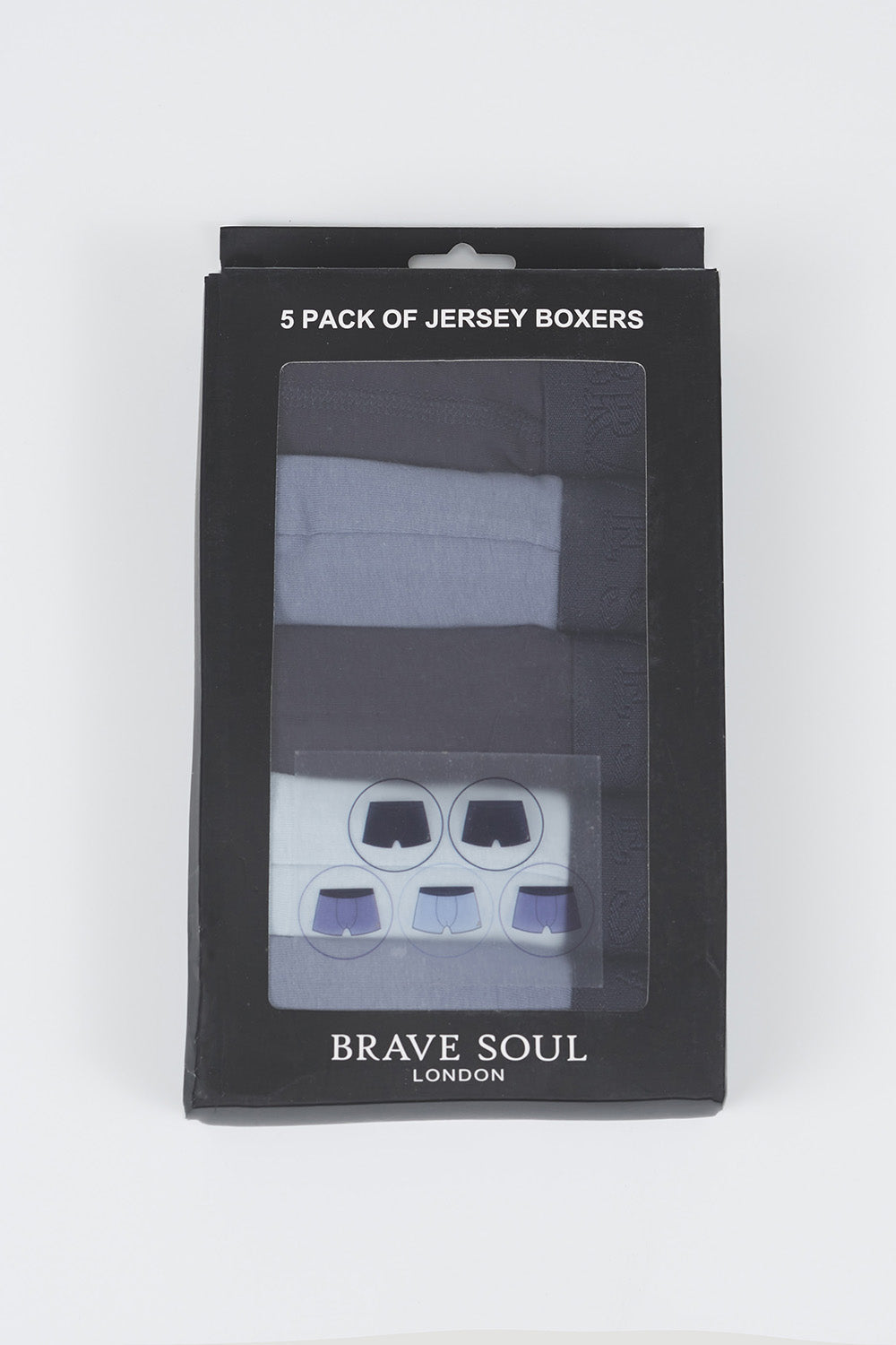 Brave Soul Blue Pack of 5 Boxers with Embroidery Detail - Blue Image 5