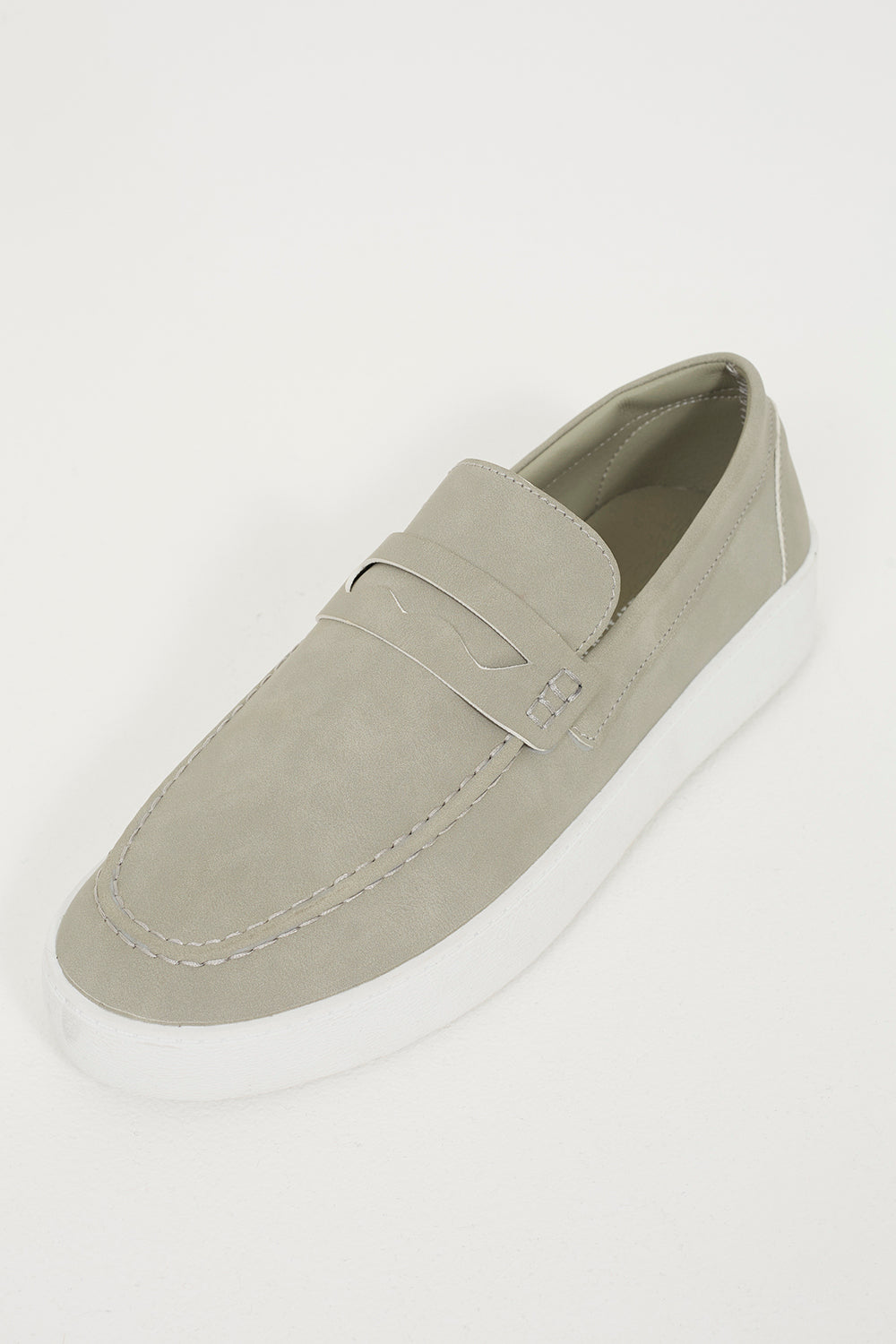 Brave Soul Grey Faux Suede Loafers - Grey Image 3