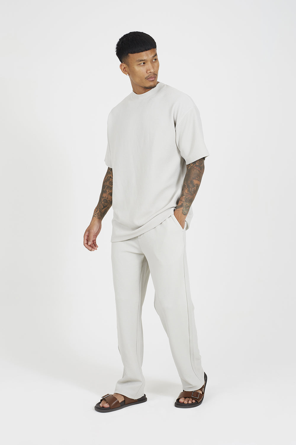 Brave Soul Taupe Straight Leg Joggers - Taupe Image 3