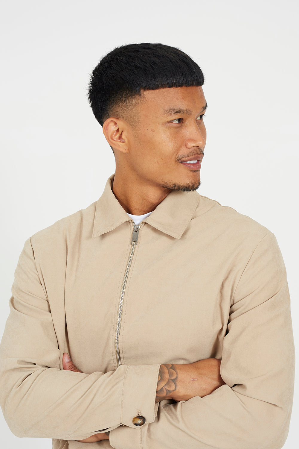 Brave Soul Stone Lightweight Harrington Jacket - Stone Image 4