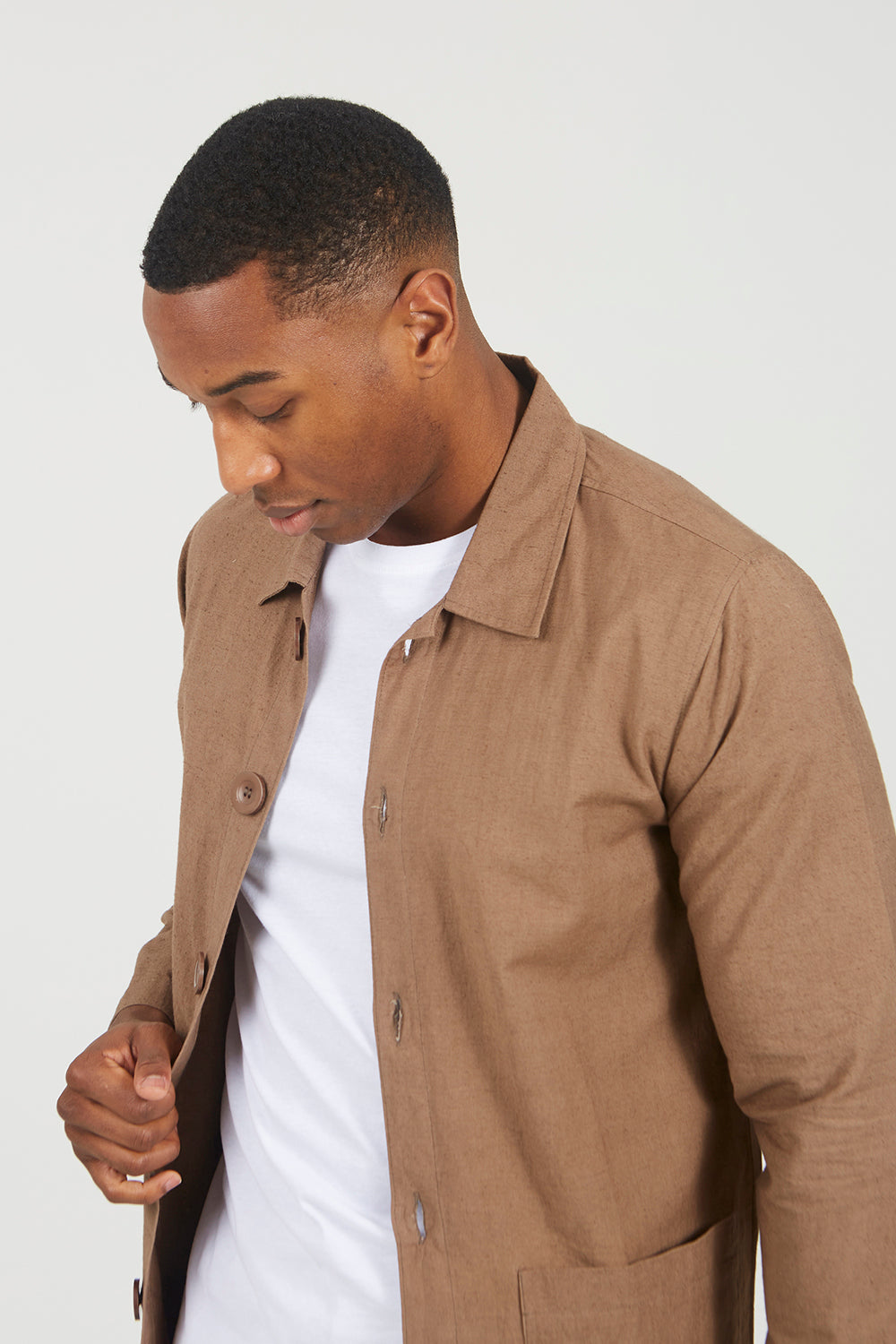 Brave Soul Brown Lightweight Button Through Jacket - Brown Image 4