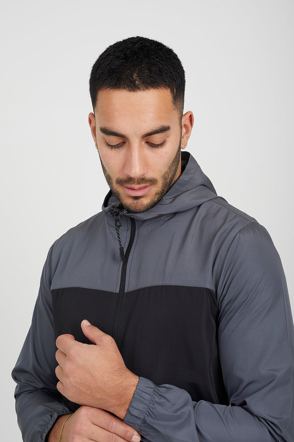 Brave Soul Grey Lightweight Colourblock Windrunner Jacket - Grey Image 4