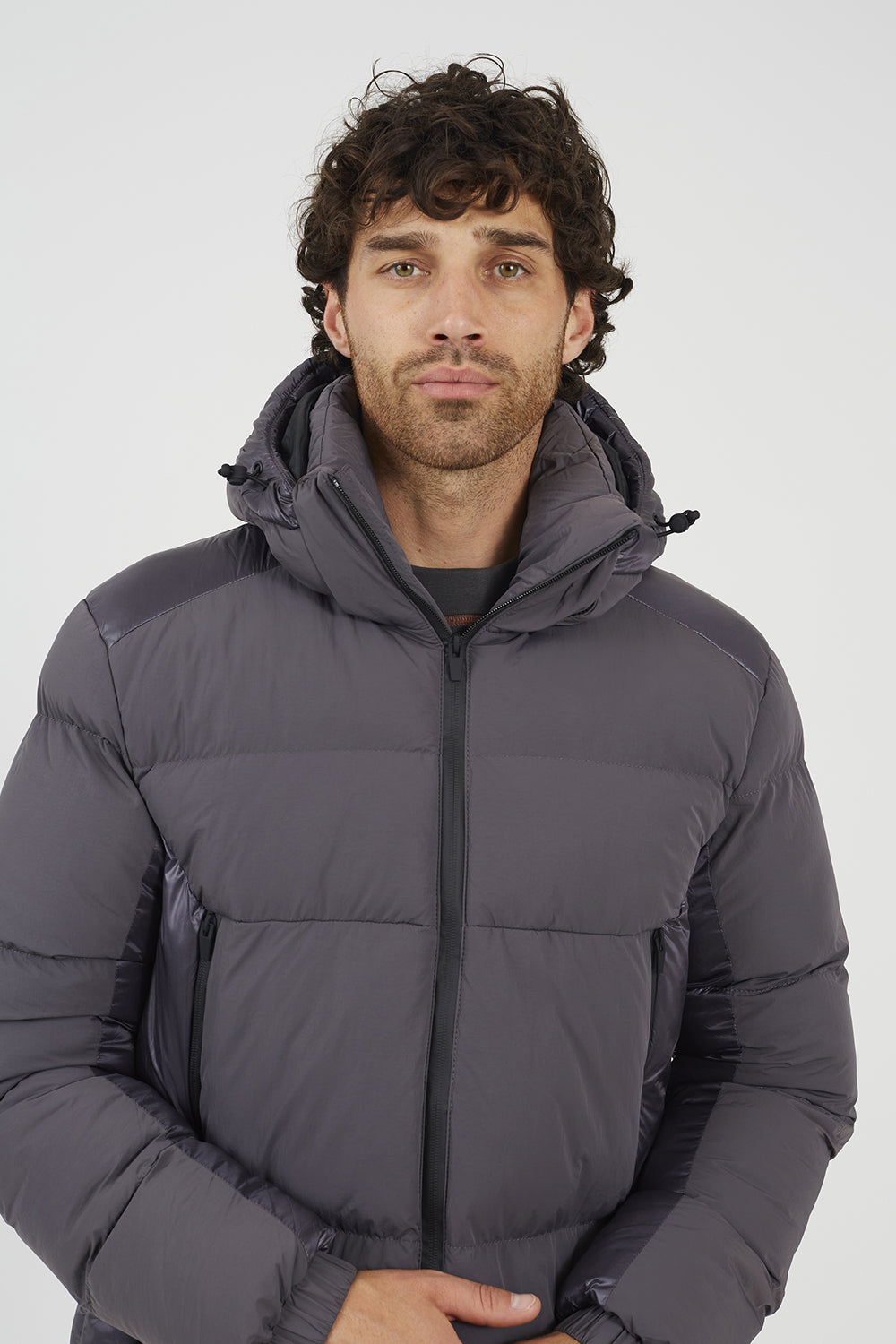 Brave Soul Grey Padded Hooded Zip-Up Jacket - Grey Image 4