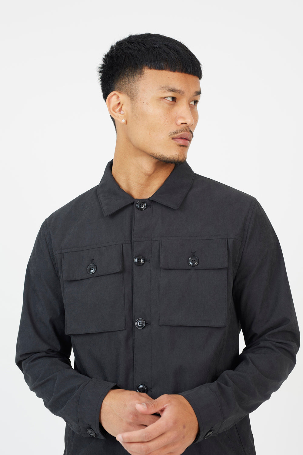 Brave Soul Black Button Through Shacket - Black Image 4