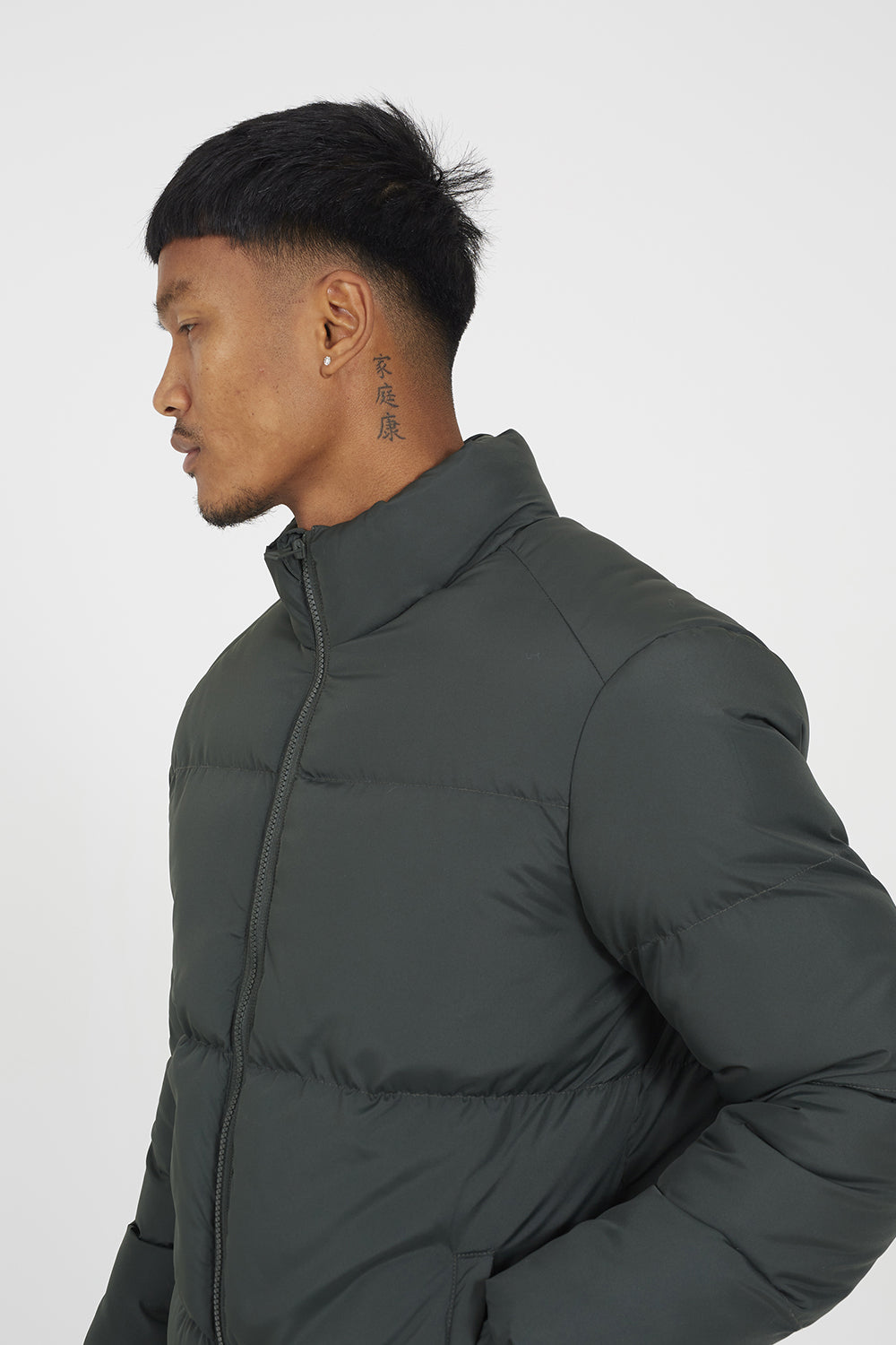 Brave Soul Khaki Funnel Neck Padded Jacket - Khaki Image 4
