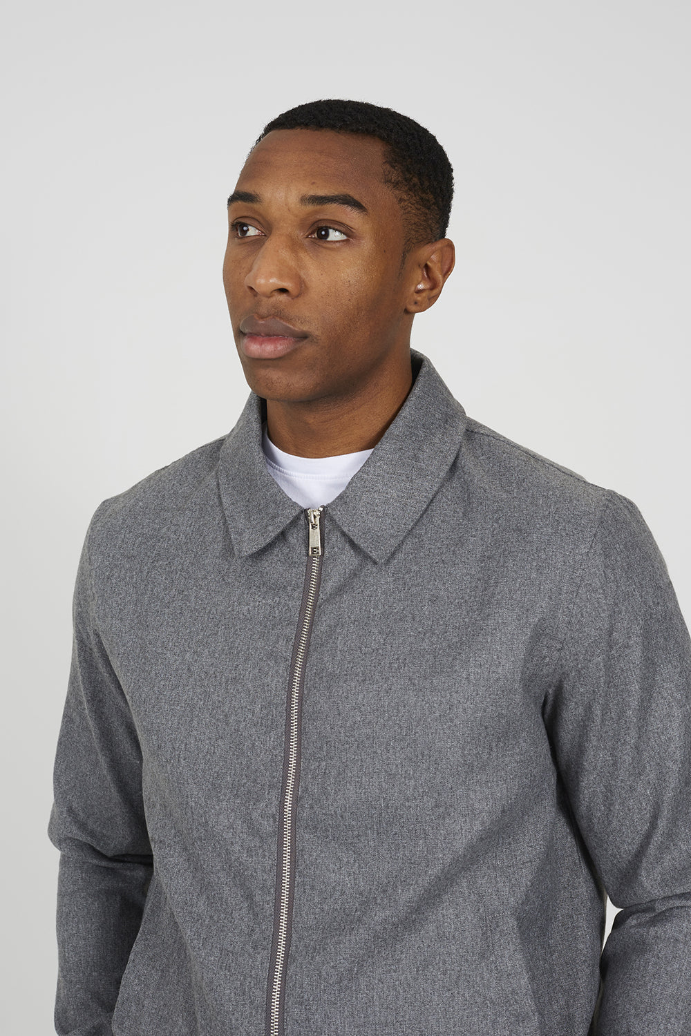 Brave Soul Grey Harrington Style Zip Through Jacket - Grey Image 4