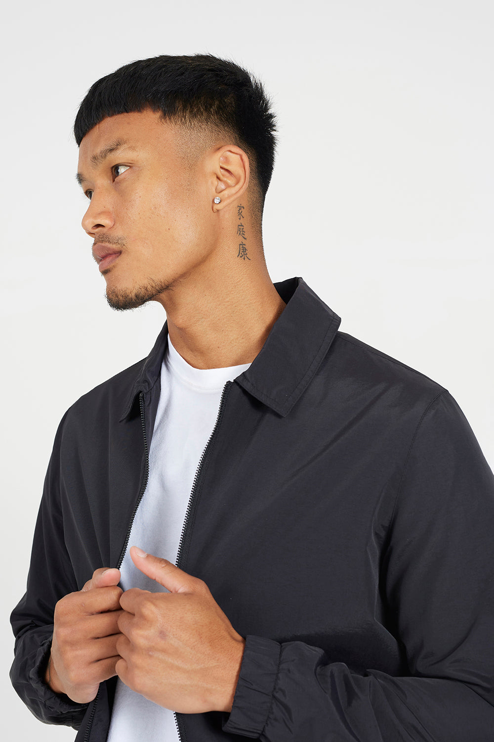 Brave Soul Black Harrington Zip-Up Jacket - Black Image 4