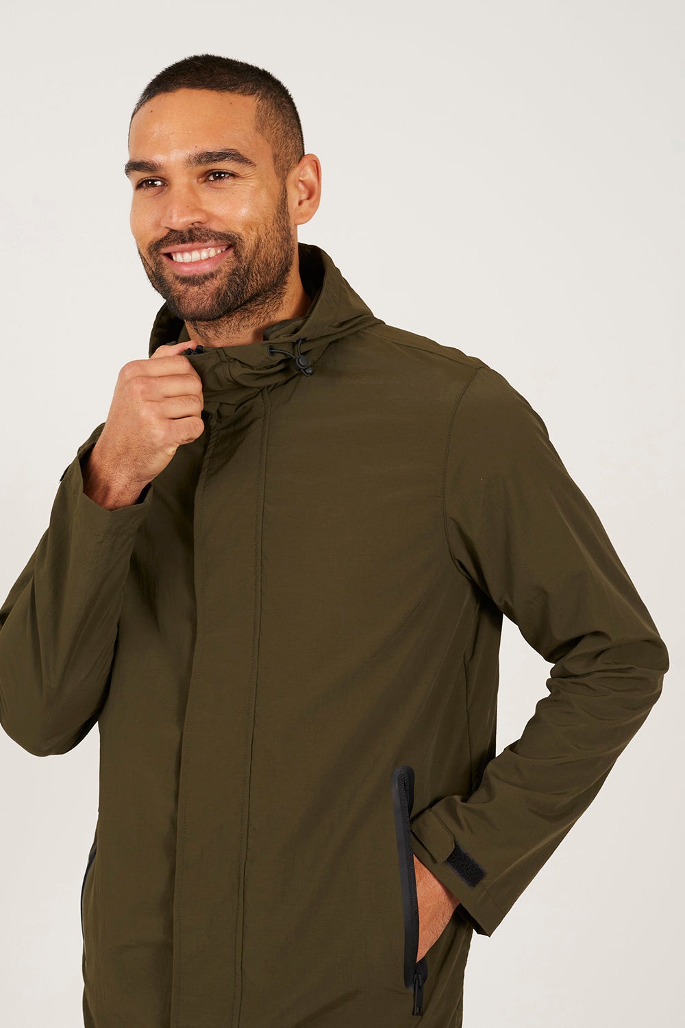 Brave Soul Khaki Lightweight Hooded Parka Jacket - Khaki Image 4