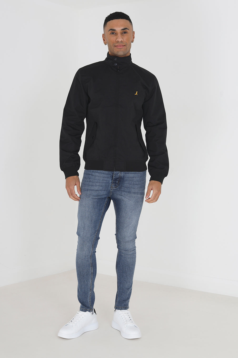 Brave Soul Black Harrington Jacket With Ribbed Cuffs - Black Image 3