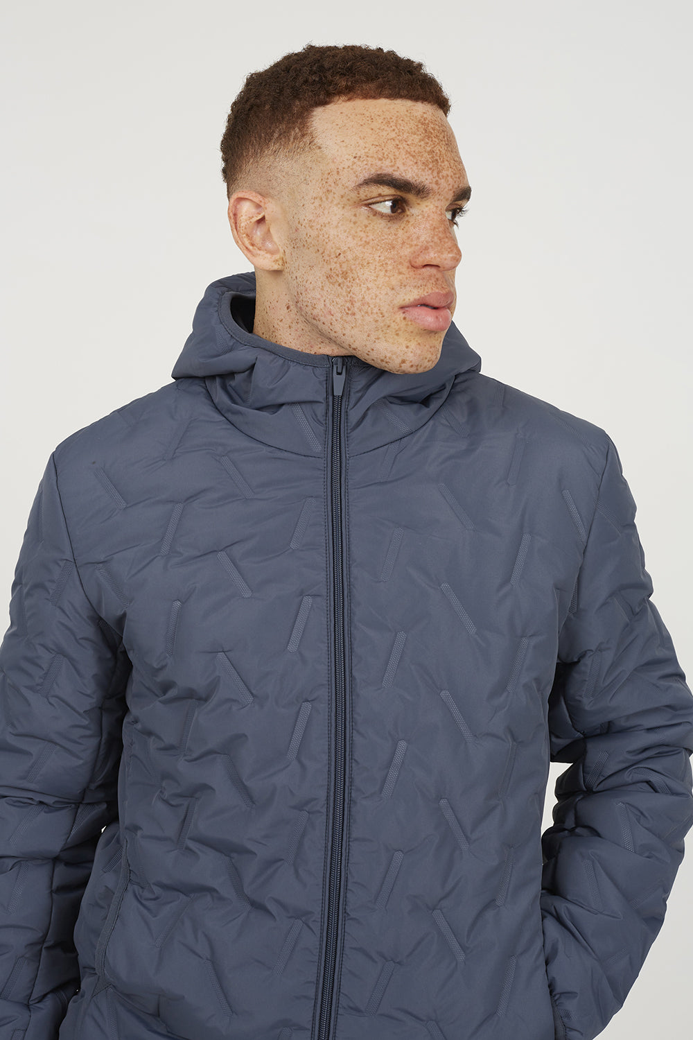 Brave Soul Blue Short Length Hooded Padded Jacket - Blue Image 4