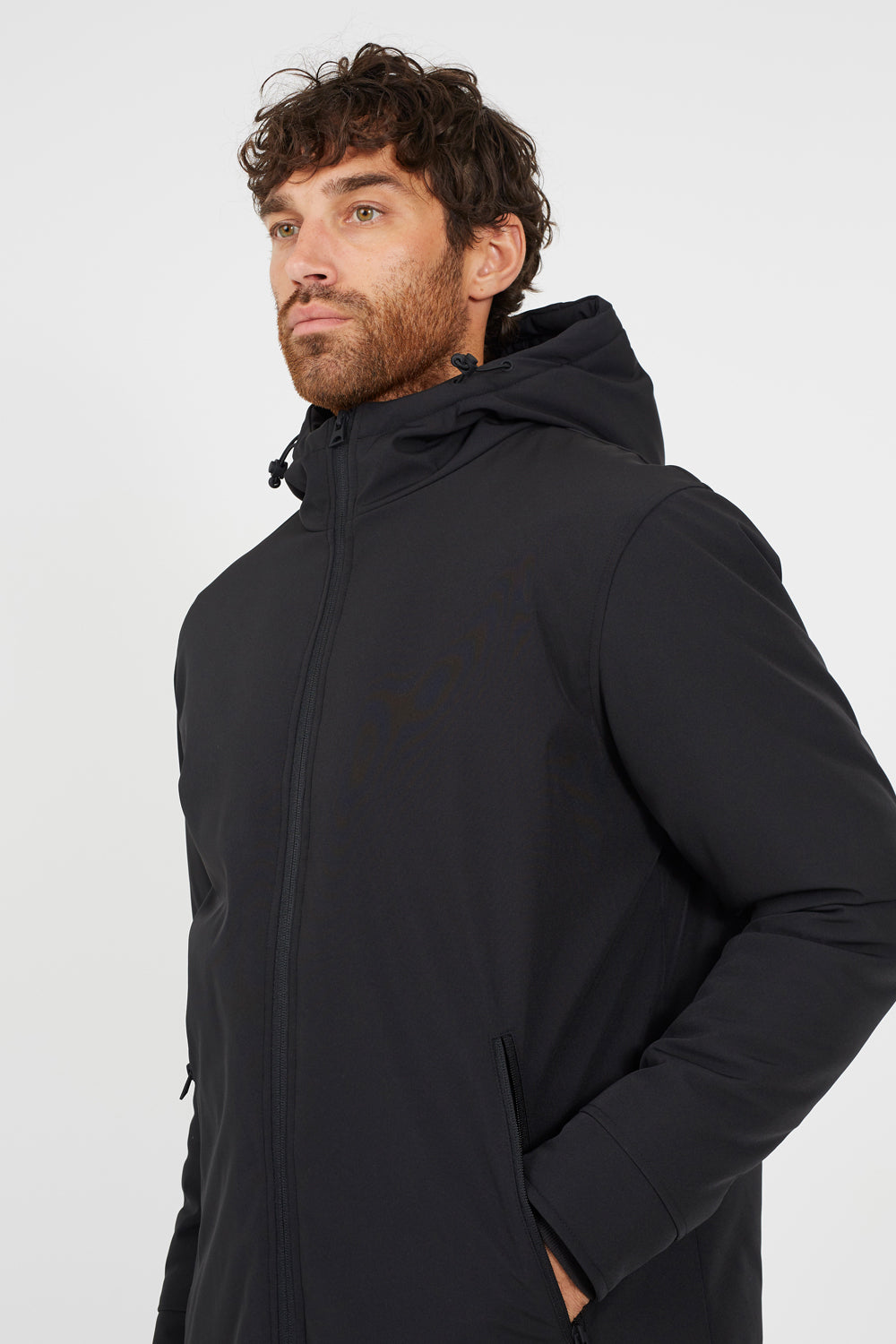 Brave Soul Black Quilted Soft Shell Hooded Parka Jacket - Black Image 4