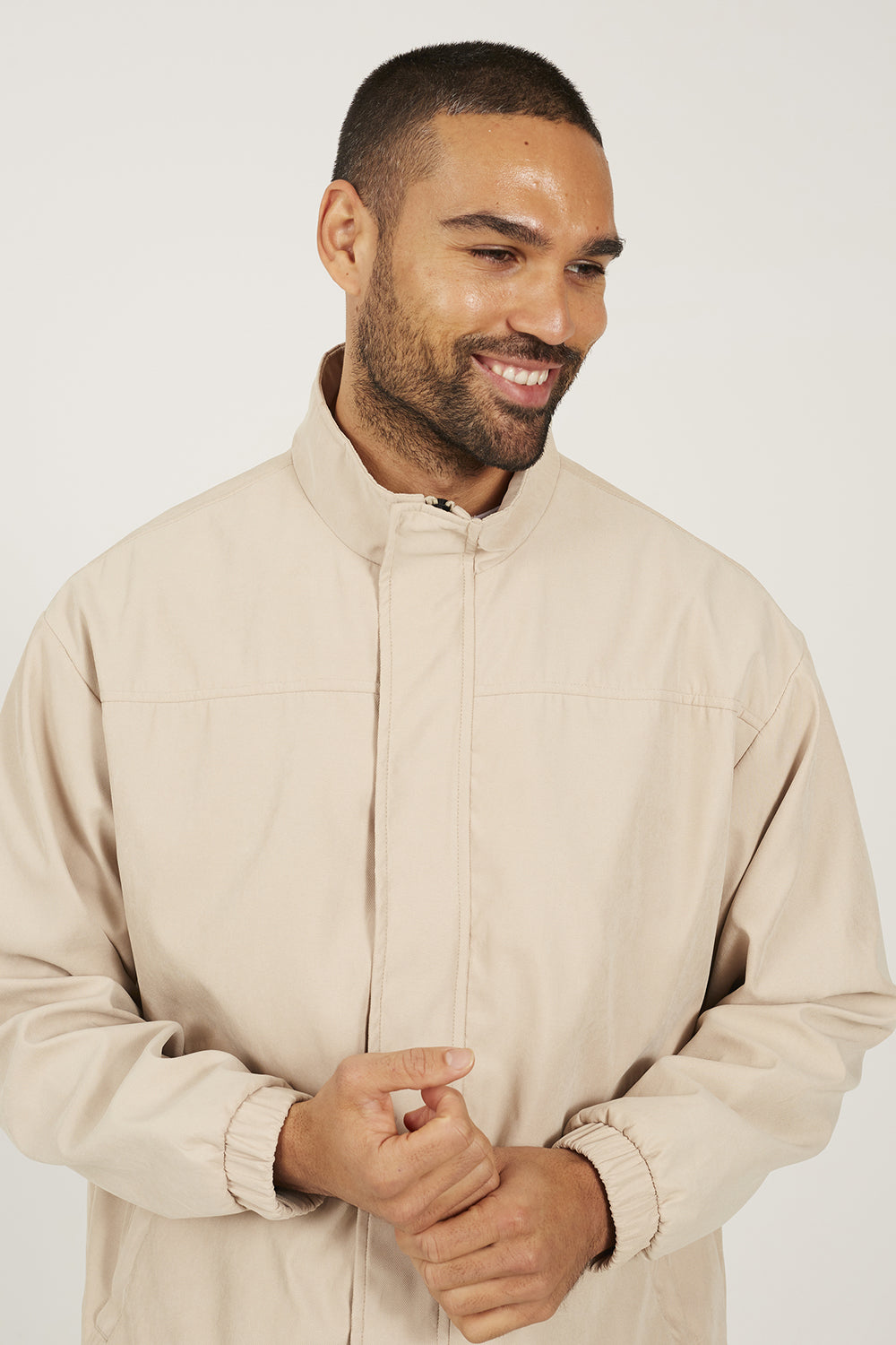 Brave Soul Stone Funnel Neck Oversized Jacket - Stone Image 4