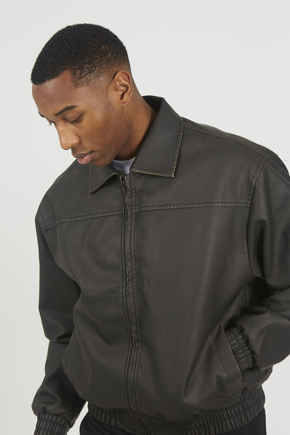 Brave Soul Black Faux Leather Oversized Bomber Jacket - Black Image 4