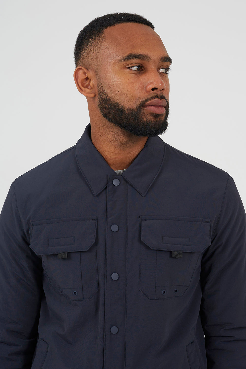 Brave Soul Navy Borg Lined Zip-Up Shacket - Navy Image 4