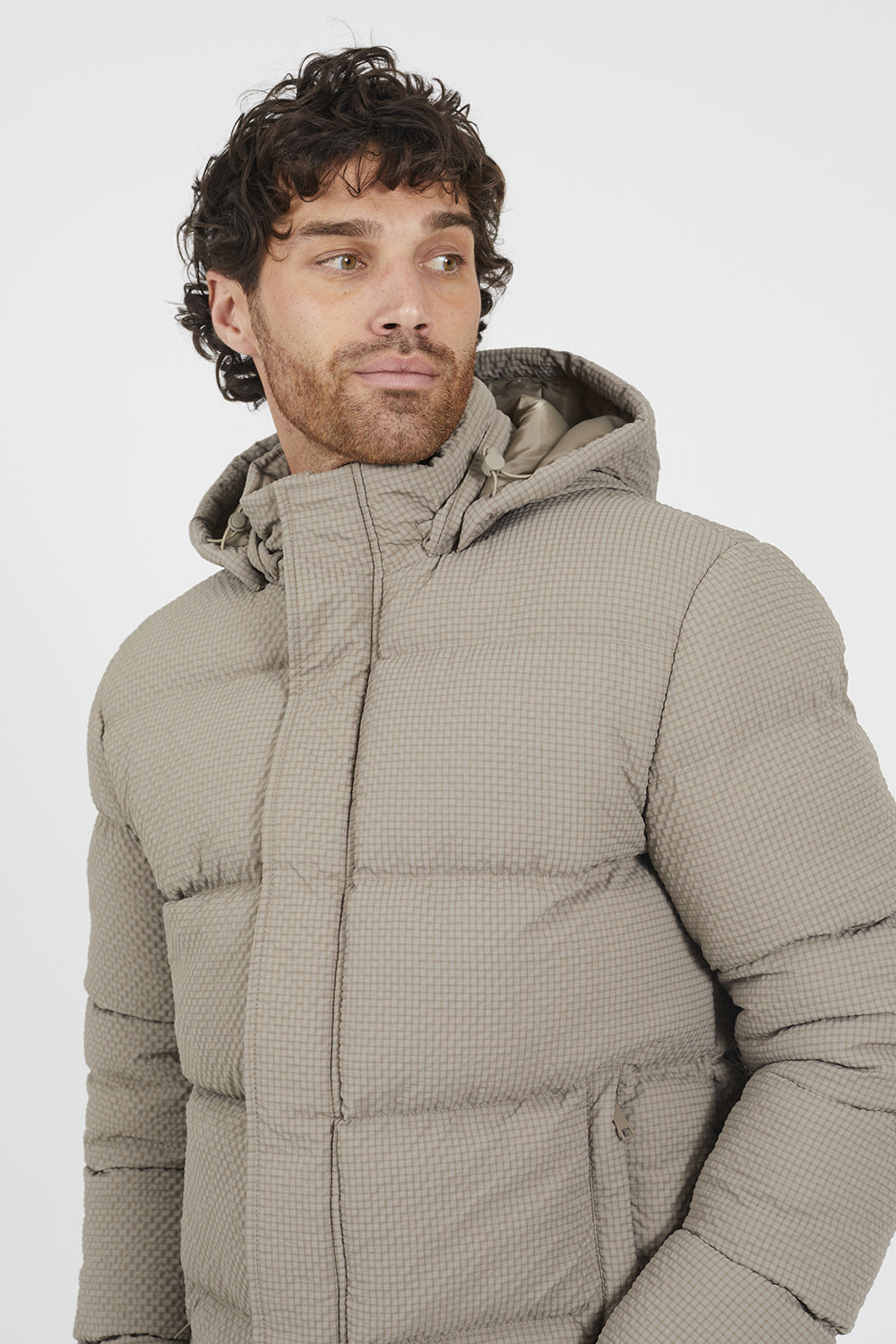 Brave Soul Taupe Hooded Padded Jacket - Taupe Image 3