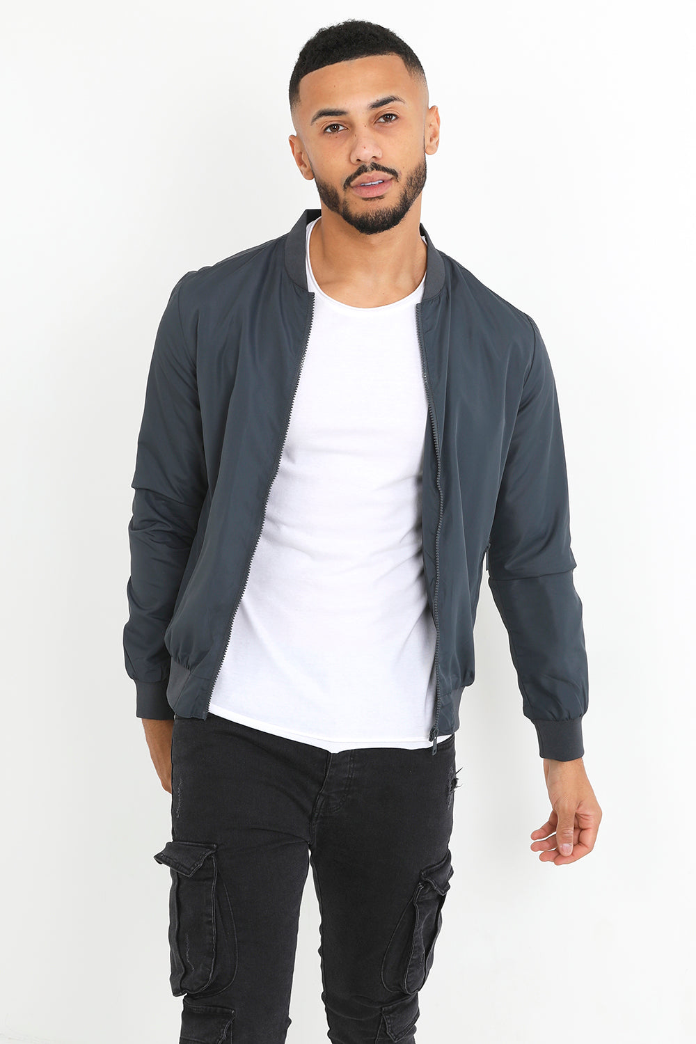 Brave Soul Charcoal Bomber Jacket - Charcoal Image 3