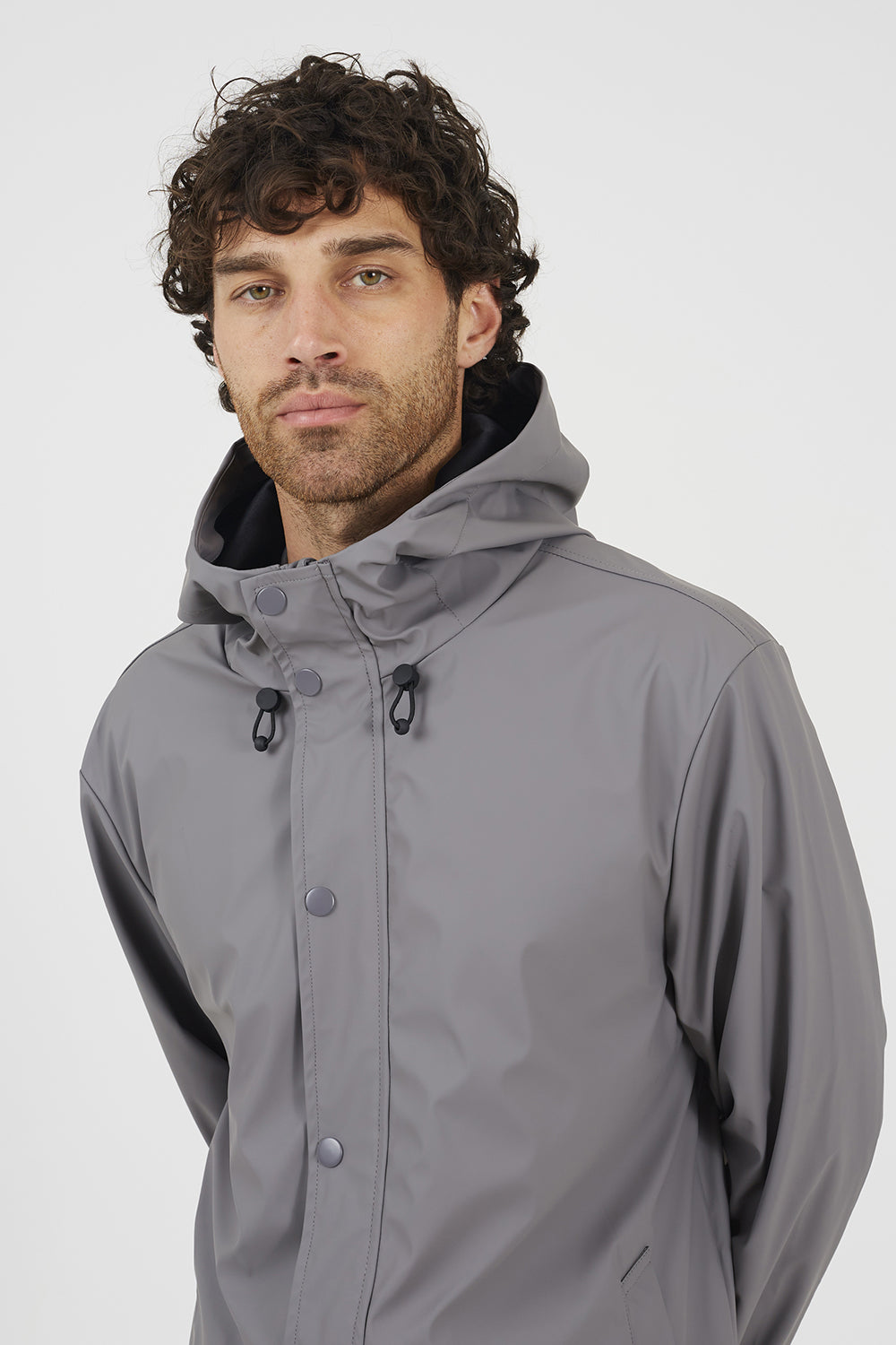 Brave Soul Grey Rubberised Hooded Parka Style Jacket - Grey Image 4