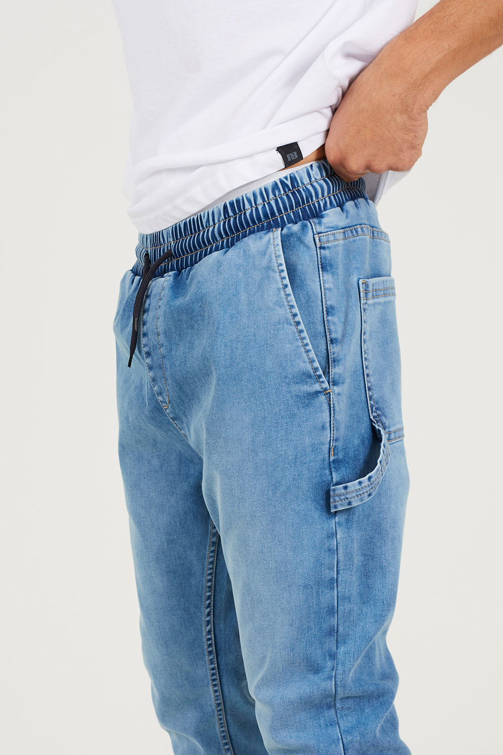 Brave Soul Light Blue Slim Fit Cuffed Carpenter Style Jeans - Light Blue Image 4