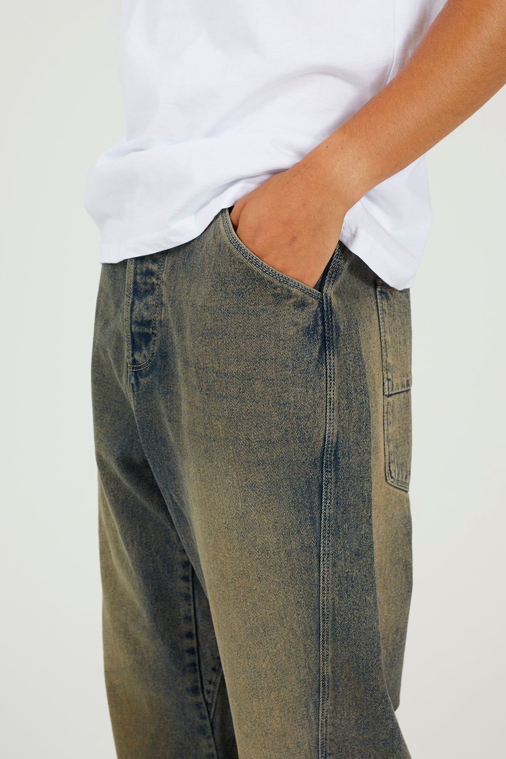 Brave Soul Mid Blue Wide Leg Seam Detail Denim Jeans - Mid Blue Image 4