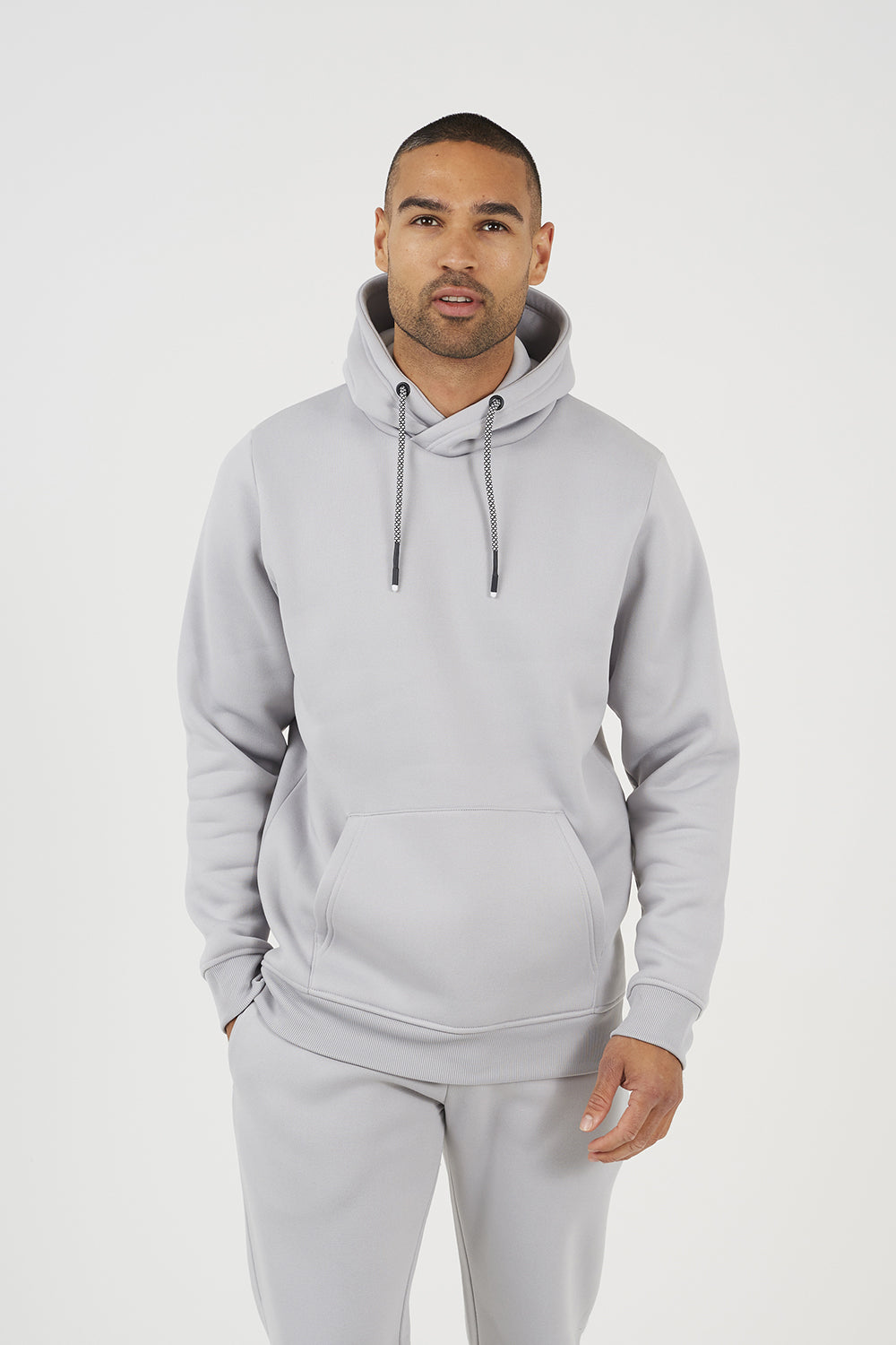 Brave Soul Grey Crossover Neck Hoodie and Joggers Set - Grey Image 5