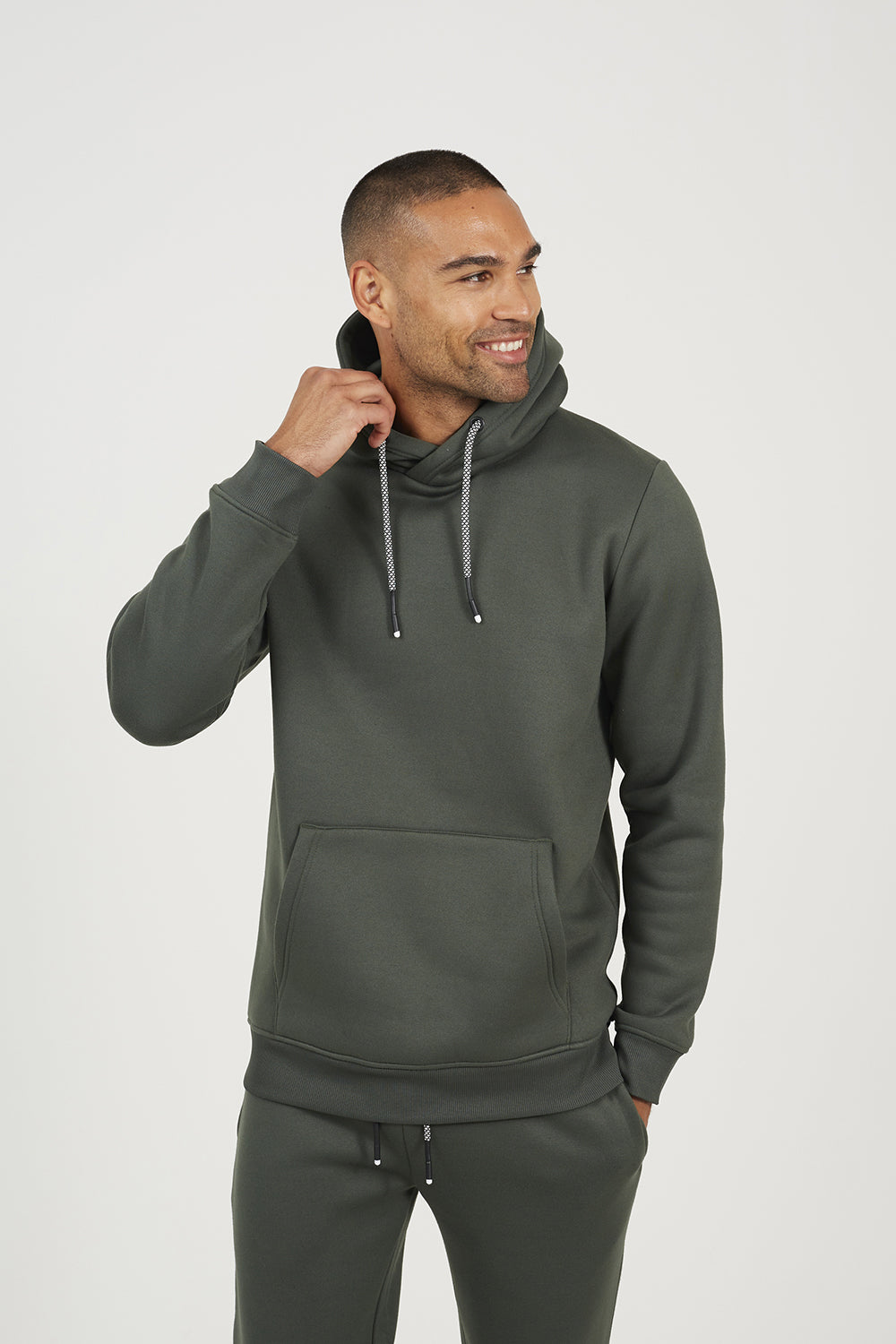 Brave Soul Green Crossover Neck Hoodie and Joggers Set - Green Image 5