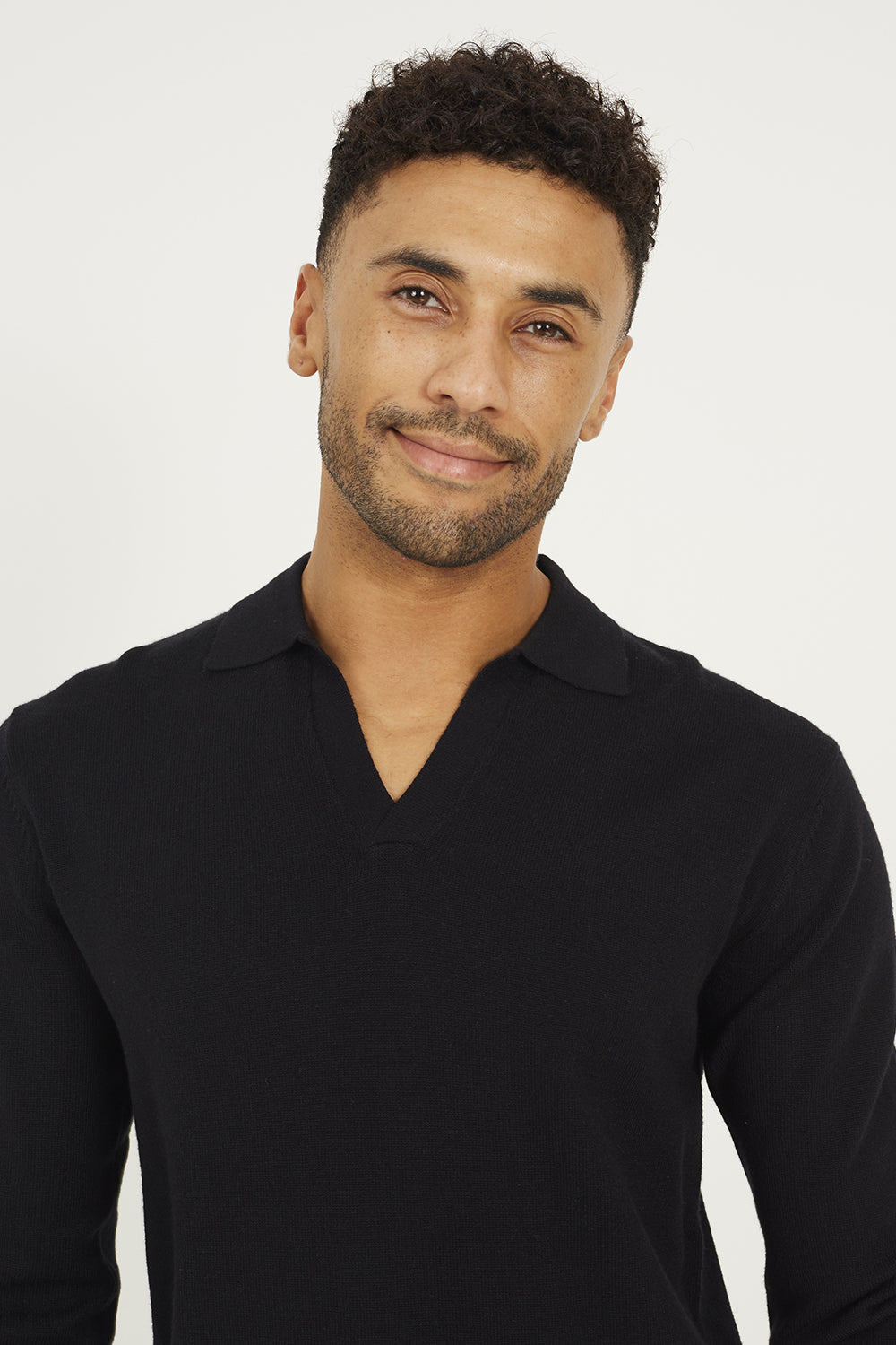 Brave Soul Black Long Sleeve Trophy Neck Polo - Black Image 4