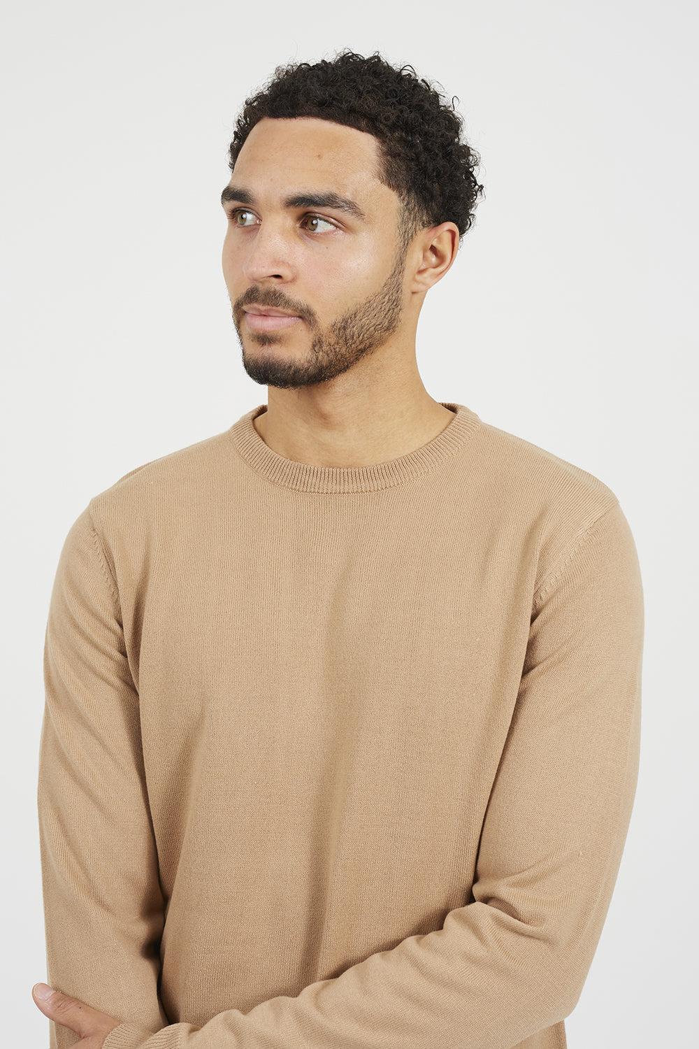 Brave Soul Tan Crew Neck Knitted Jumper - Tan Image 4