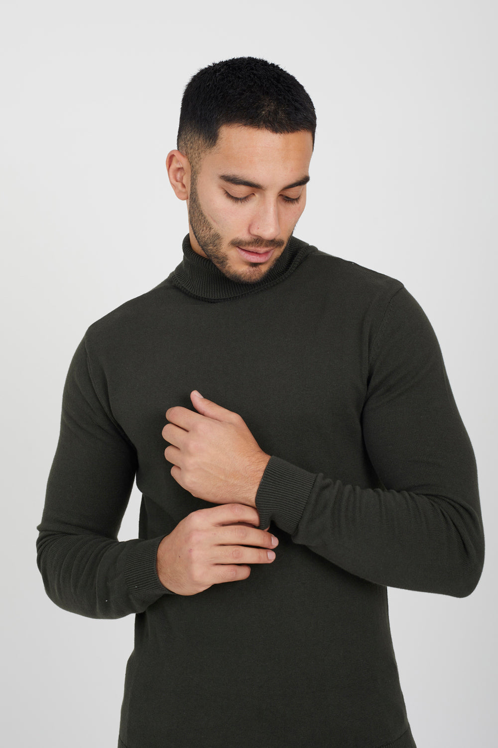 Brave Soul Khaki Roll Neck Jumper - Khaki Image 4