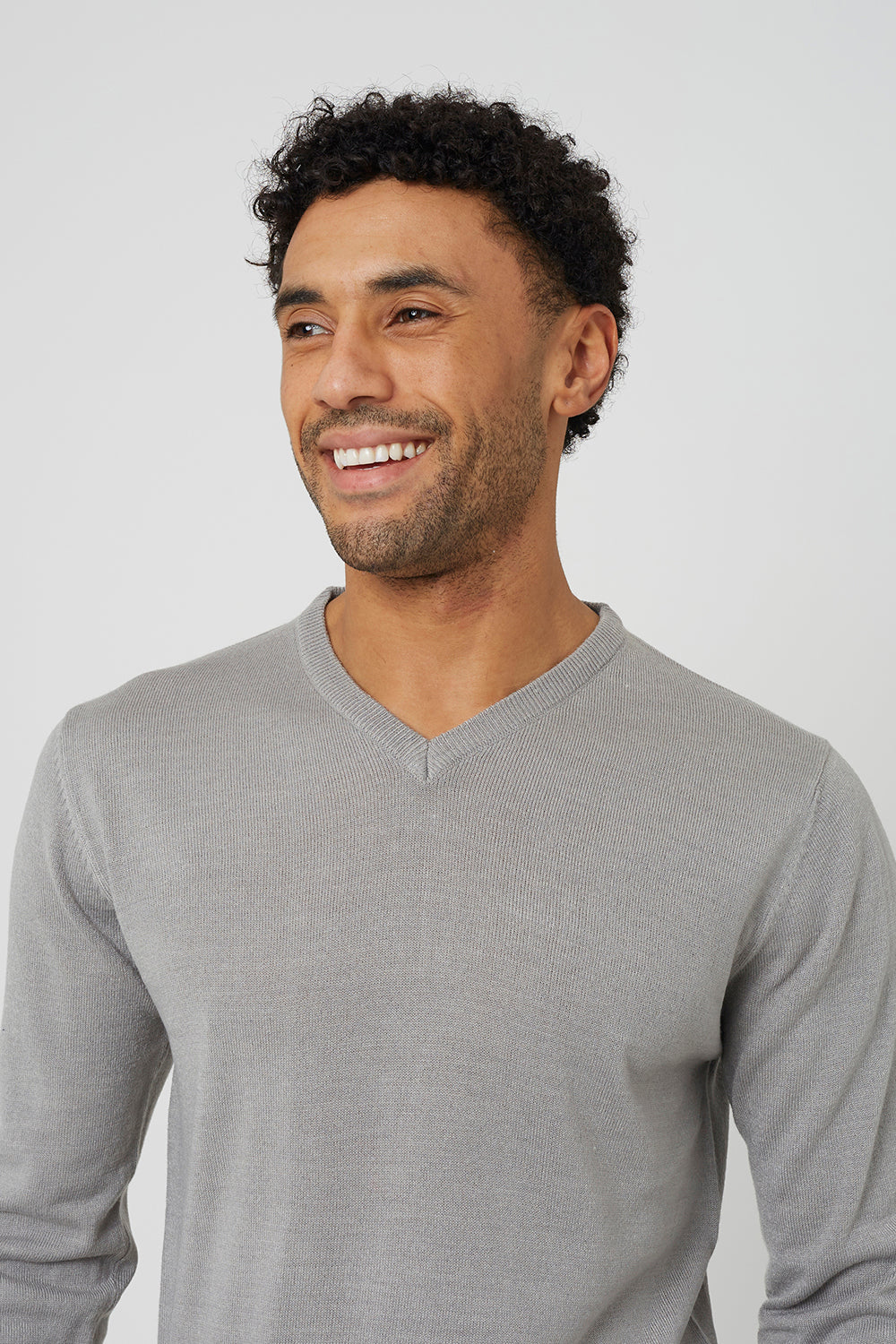Brave Soul Grey V-Neck Knitted Jumper - Grey Image 4
