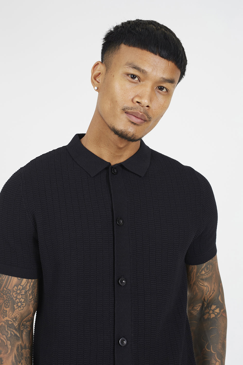 Brave Soul Black Knitted Short Sleeve Shirt - Black Image 4