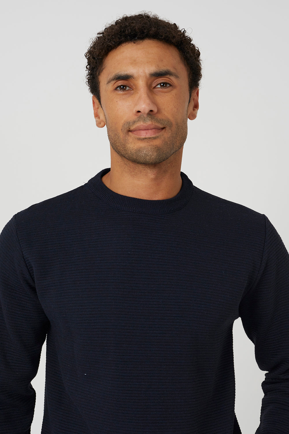Brave Soul Dark Navy Textured Knit Crew Neck Jumper - Dark Navy Image 4