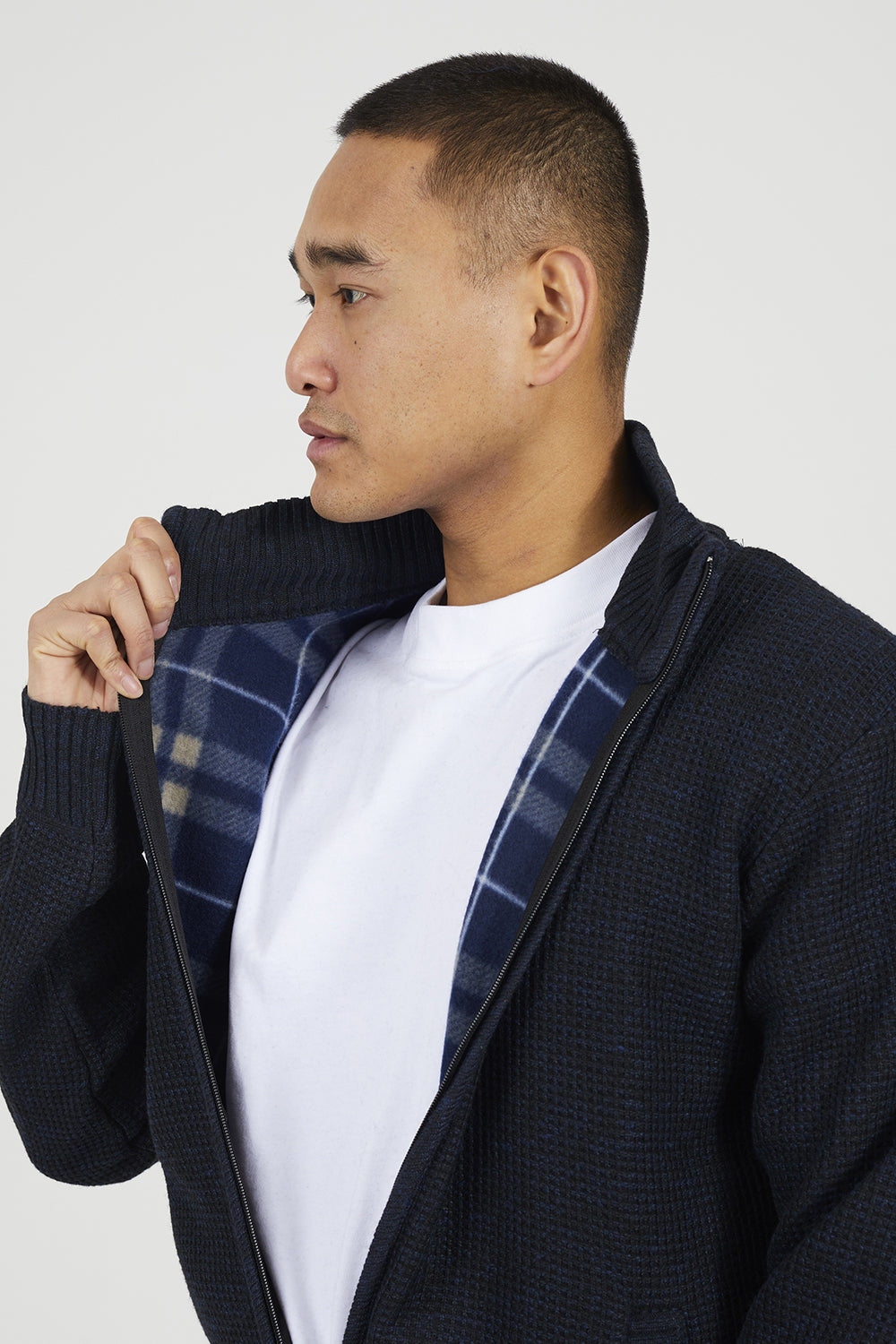 Brave Soul Navy Funnel Neck Jumper with Fleece Lining - Navy Image 4
