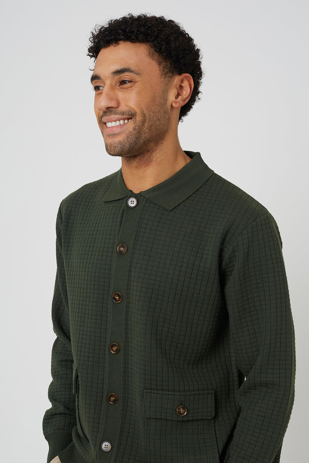 Brave Soul Khaki Patch Pocket Knitted Cardigan - Khaki Image 4