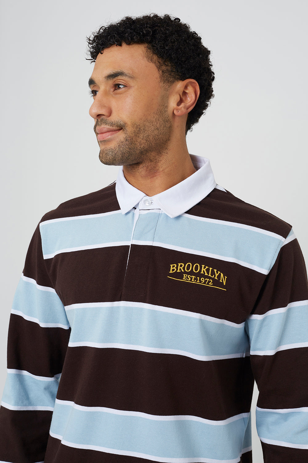 Brave Soul Chocolate Striped Rugby Shirt - Chocolate Image 4