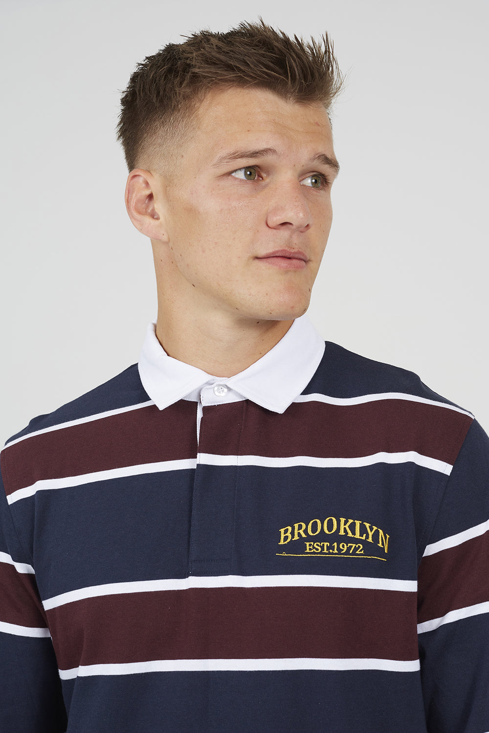 Brave Soul Navy Striped Rugby Shirt - Navy Image 4