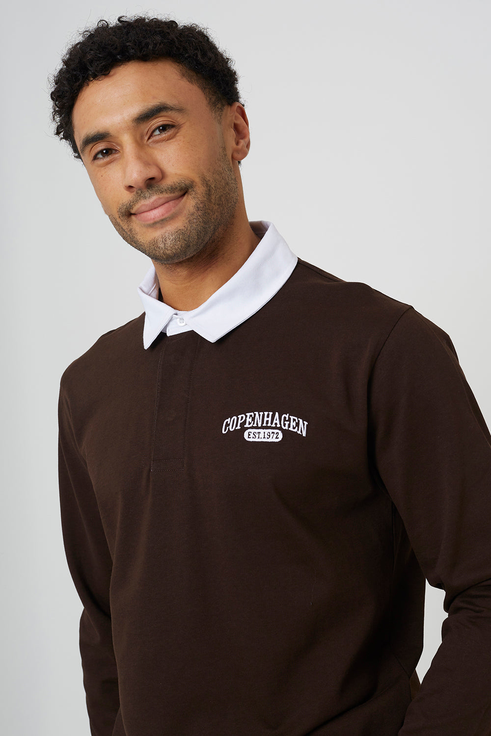 Brave Soul Chocolate Solid Colour Rugby Shirt - Chocolate Image 4