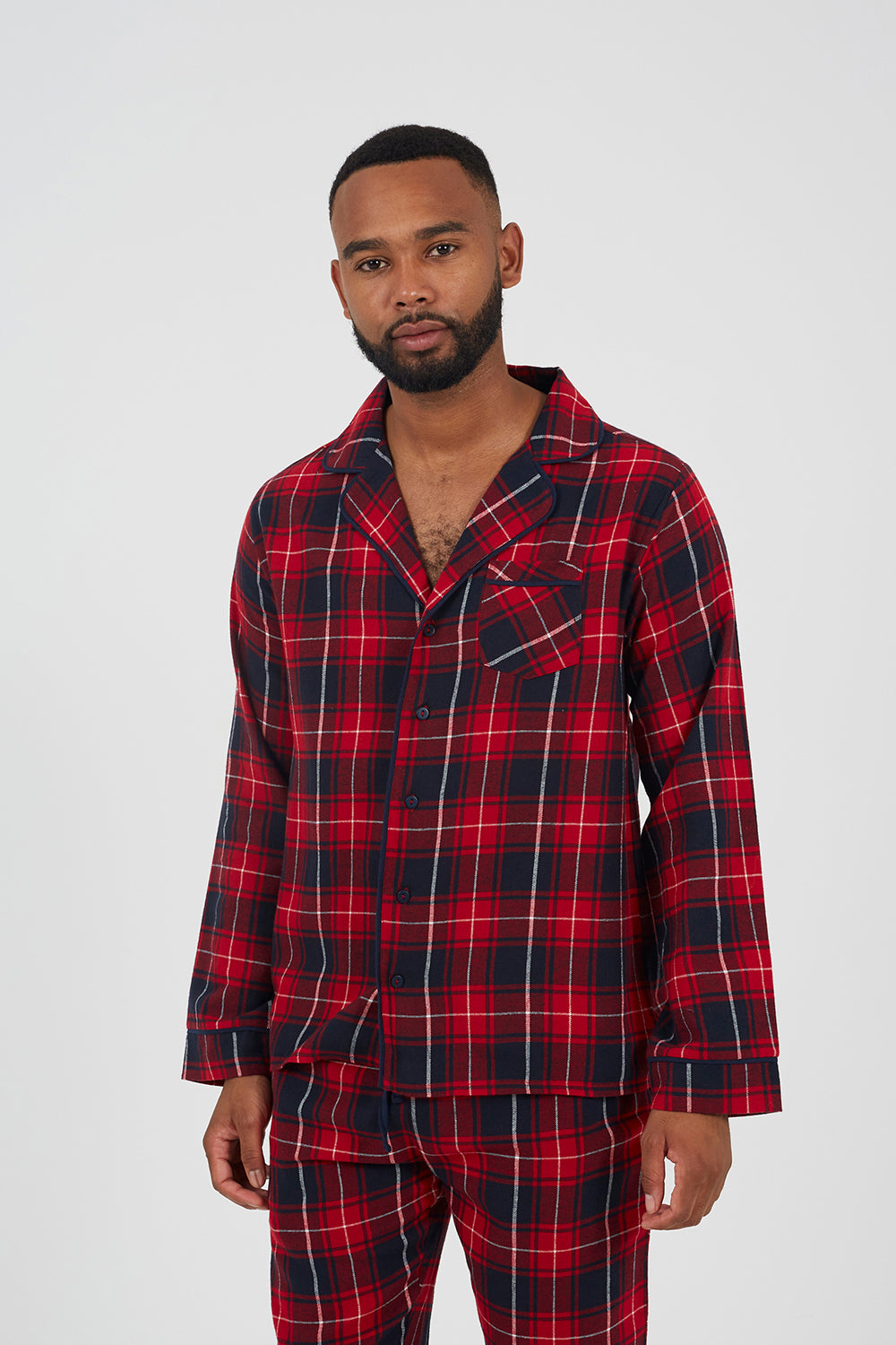 Brave Soul Red Checked Long Sleeve Pyjama Set - Red Image 4