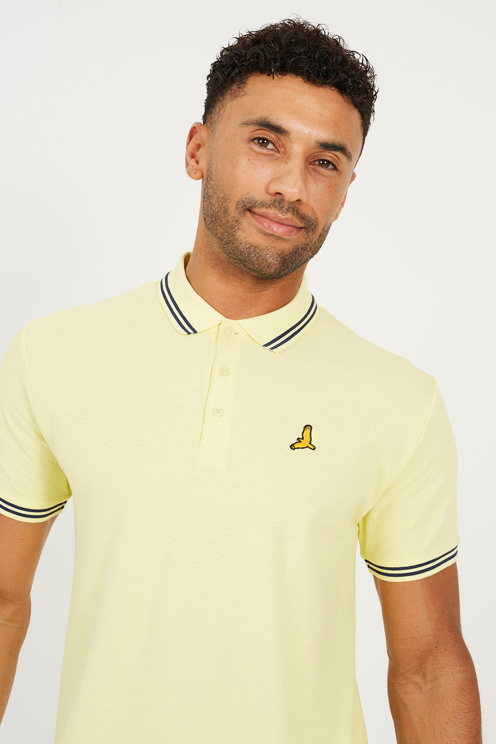 Brave Soul Yellow Cotton Polo Shirt with Contrast Colour Stripe - Yellow Image 4