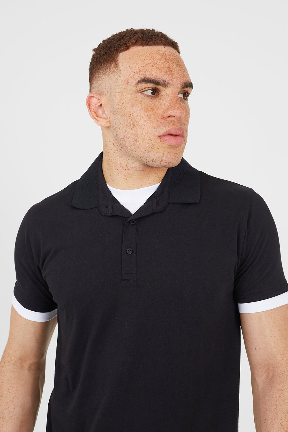 Brave Soul Navy Cotton Mock Crew Neck Polo Shirt - Navy Image 4