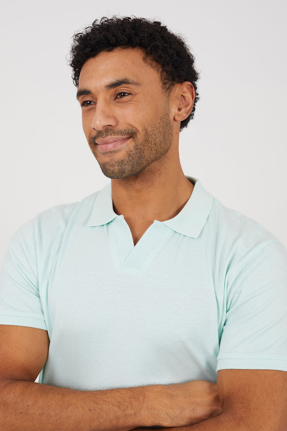 Brave Soul Mint Cotton Open Collar Polo Shirt - Mint Image 4