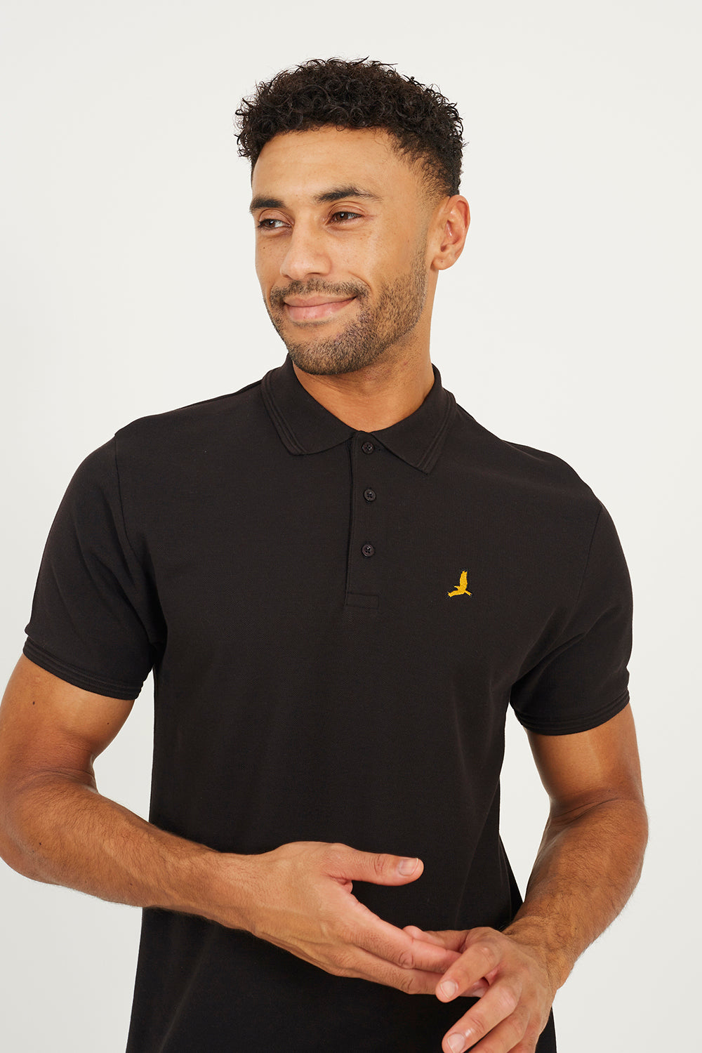 Brave Soul Black Cotton Short Sleeve Polo Shirt - Black Image 4