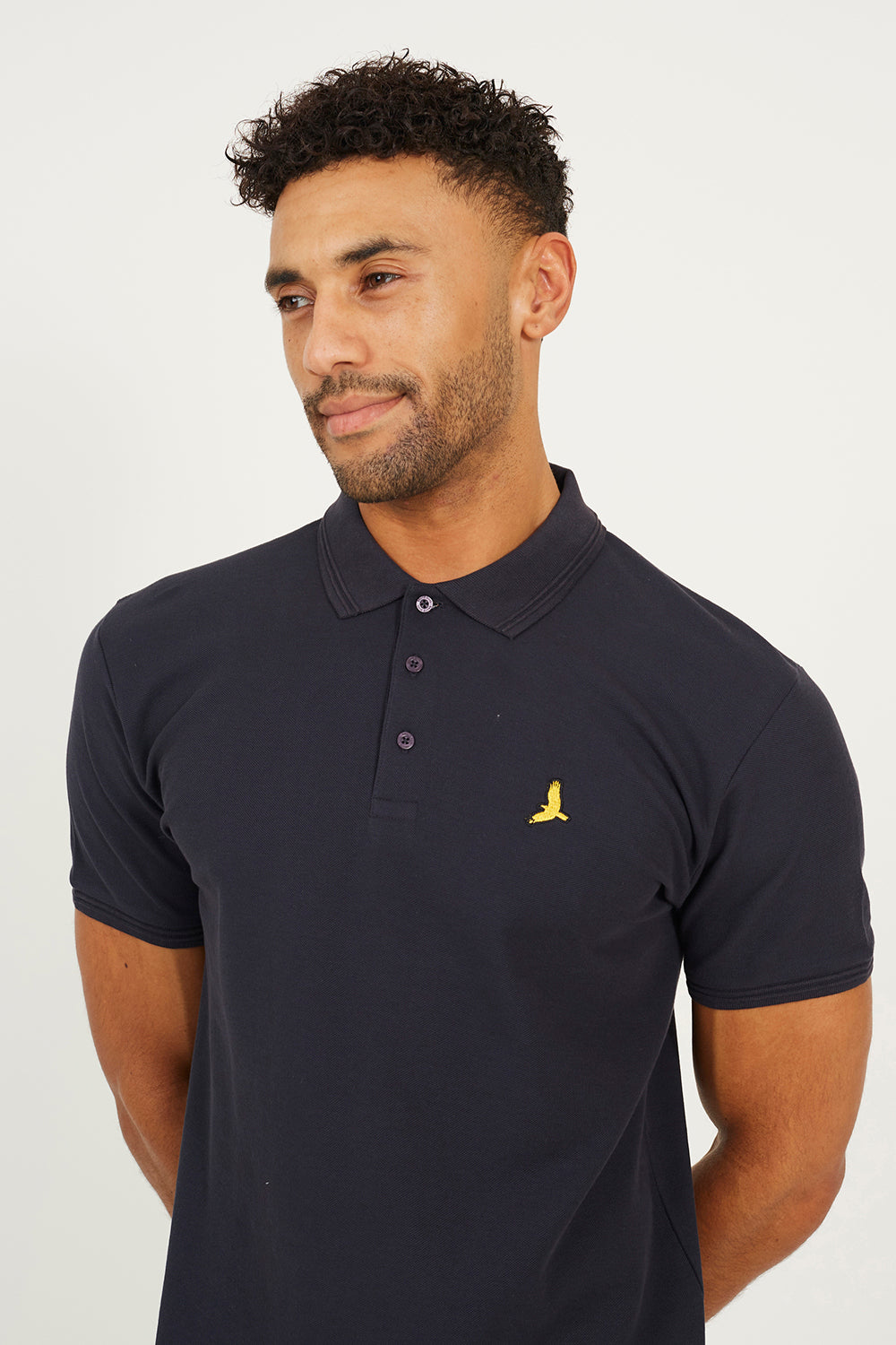 Brave Soul Navy Cotton Short Sleeve Polo Shirt - Navy Image 4