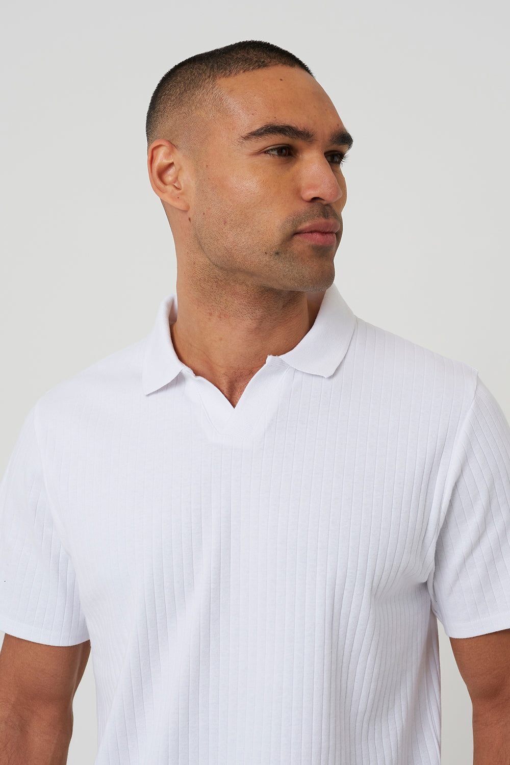 Brave Soul White Trophy Neck Polo Shirt - White Image 4